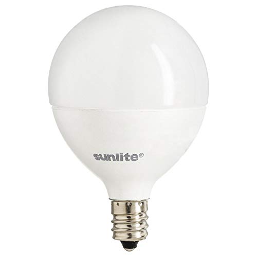 Sunlite LED G16.5 Globe Light Bulb, 5 Watts (40W Equivalent), 350 Lumens, Dimmable, Candelabra E12 Base, Short Bulbs, Vanity Bulbs, Frosted, 1 Count