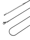 [FOCALOOK] ネックレス チェーンのみ レディース サージカルステンレス 金属アレルギー対応 指輪用ネックレスチェーン スネーク つけっぱなし 極細 ブラック 1.5mm