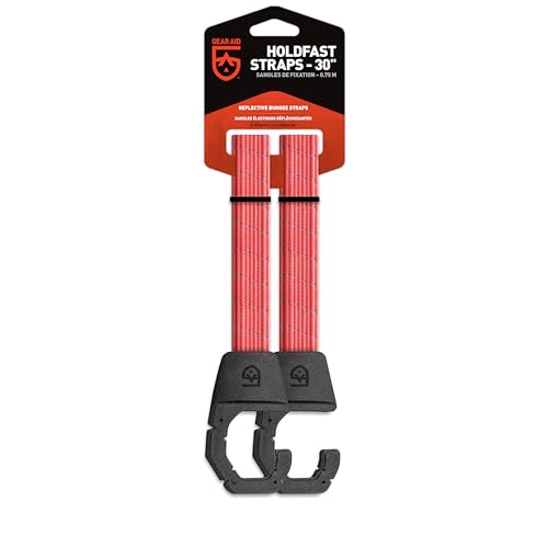 GEAR AID Holdfast Bungee Strap, Organize Your Garage and Gear for Biking, Camping, Hunting, Exercise, Paddling and More, Orange Reflective, 30” Length