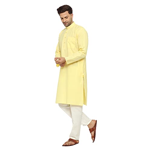 Image of ITOS365 Men Cotton Blend Kurta Pyjama Set Party Fashion Regular Ethinic Wear Indian Dress Gift for Men