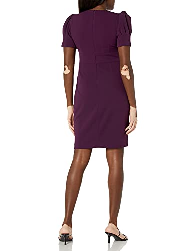 Image of DKNY Women's Short Ruched Sleeve Faux Wrap Midi Dress