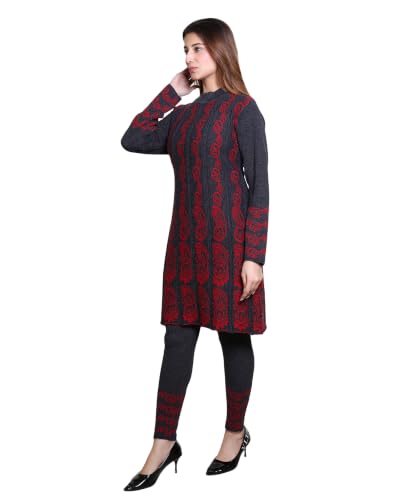 Image of Grand Line Women's Acrylic Woolen Winter Wear Warm Kurta with Palazzo Set