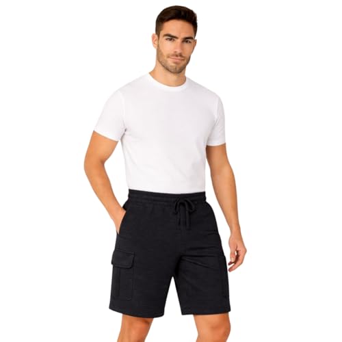 Image of KART BLACK Plus Sizes Men's Cotton Knee Length Shorts (XXL,3XL,4XL,5XL,6XL,7XL,8XL Shorts) | Gym Life Printed Shorts | Casual and Night Wear Mens Shorts