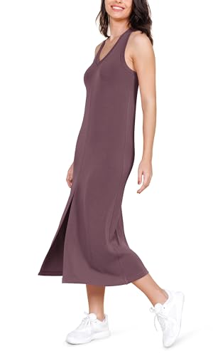 Image of ODODOS Modal Soft Front Split Midi Dress for Women, V Neck Sleeveless Casual Summer Tank Dress
