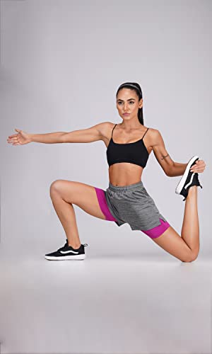 Image of GYMIFIC Womens Dual Layer Gym Shorts for Women | Quick Dry Running Sports Shorts with Compression Inner Layer & Side Pockets | Workout Activewear