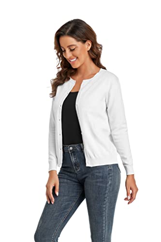 CUNYI Women's Crew Neck Cardigan Long Sleeve Sweater for Women Button Down Soft Knit Ladies Cardigan Sweates Coat2