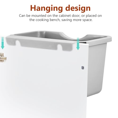 Bote de basura colgante para cocina gris rectangular miniatura 5