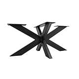 1x TISCHGESTELL Spider, Natural Goods Berlin Design Kreuzgestell Schwerlast massiv Tischkufen Stahl Tischbeine Metall, DIY, einfache Montage (H43 x B58 x L98cm (Couchtisch), Schwarz)