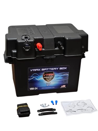 VMAX Group 24 Smart Battery Box Power Center LED Display USB-C + USB Ports Fits G24 LiFePO4 AGM GEL Batteries for Trolling Motor Backup