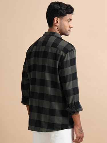 Image of StitchX Men's Slim Fit Brushed Cotton Buffalo Checkered Shirt