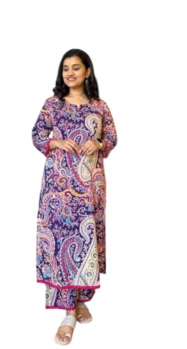 Image of Women's Cotton Printed Straight Kurti with Pant Two Piece Co-ord Set