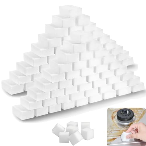 100 esponjas de borrar la suciedad, extrafuertes, color blanco, de melamina, multifuncionales, sin arañazos, para el hogar, cocina, baño, pared y zapatos (10 x 6 x 2 cm)
