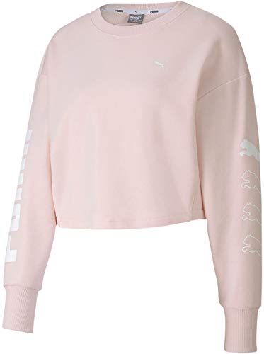 PUMA Women's Rebel Crewneck Sweatshirt, Rosewater, S