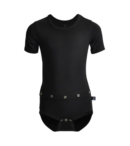 New York Shortsleeve Bodysuit With Feeding Tube For Kids | Black | Adaptive Clothing For Children With Special Needs