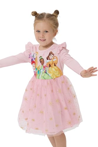 Image of Disney Girls' Tulle Tutu Dress Birthday Party Outfit Baby /Toddler | Officially Licensed, Frozen Elsa, Minnie, Princess, Velvet Top with Belt, Multi-Layer Mesh Skirt, Ruffle Long Sleeve Clothes