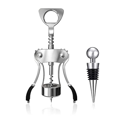 HASTHIP® Multifunctional Wine Opener,Stainless Steel Corkscrew with Wine Stopper, All in One Waiters Corkscrew Cork and Beer Cap Bottles Opener Remover,Christmas Gifts