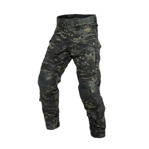 Combat Pants with Knee Pads Camping Tactical Cargo Trousers for Men Camouflage Hiking Climbing Clothes