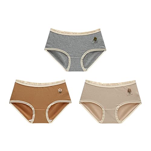 Light Breathable Teenage Girl Panties Comfortable high Elastic mid-Waist Women's Triangle Student Underwear (Color : Set 8, Size : Medium)