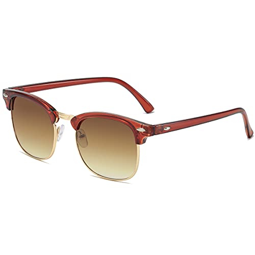 Image of Retro Semi Rimless Sunglasses Half Frame UV400 Glasses for Men And Women