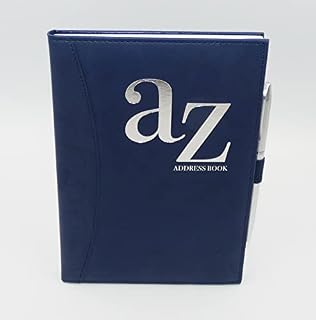 A to Z Telephone A5 Address Book A-Z Index Hard Back Cover with Pen (Navy)