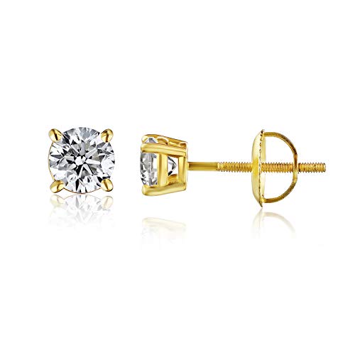 0.20-2.00 cttw Certified PREMIUM NATURAL Diamond Stud Earrings for Women 14 Karat Gold Earrings 4 Prong Setting with Screw Back Studs Fine Jewelry (J-K Color, I1-I2 Clarity)2
