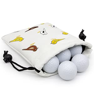 Aliennana Golf Valuables Pouch, Leather Tee Pouch with Drawstring Closure Balls Tees Handbag Portable Golf Ball Accessories for Men Women (Birdie Birds) — image 1