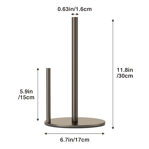 Image of Bronze Kitchen Paper Holder, Oil Rubbed Bronze Paper Towel Holder, Kitchen Roll Organizer, Countertop Roll Dispenser with Weighted Base