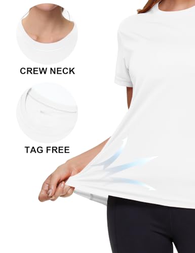Image of MAGCOMSEN Women's Short Sleeve T-Shirts UPF 50+ Sun Protection Shirts Quick Dry Athletic Running Workout Tops Rash Guard