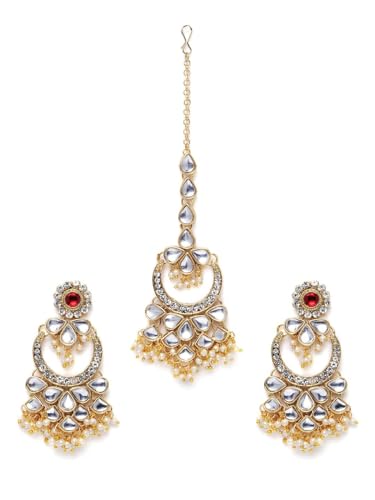 Juego de joyas Kundan para vestidos de fiesta chapado en oro DMZ-2898