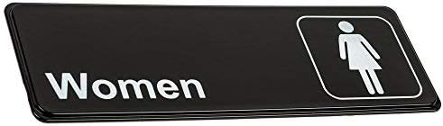 Tezzorio Men's and Women's Restroom Signs - Black and White, 9 x 3-Inch Bathroom Sign Set of 2 for Door/Wall