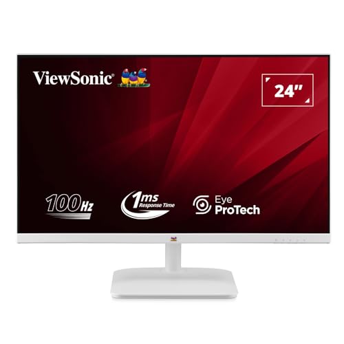Image of ViewSonic VA2432-H-W-2 24 Inch Full HD IPS Monitor | 100Hz Refresh Rate | 1ms MPRT | HDMI & VGA | 3-Side Frameless Design | Eye ProTech Flicker-Free & Low Blue Light | VESA Mount