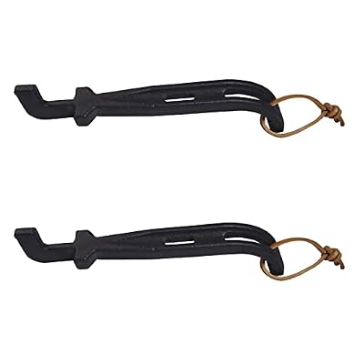 DELSbbq 2 Pack Grill Grate Lifter, Cast Iron Cooking Grid Lifter, Barbecue Universal Grate Lifter Tool for Most Charcoal Grills and Gas Grills, Grate Hook, Grate Handle