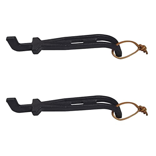 DELSbbq 2 Pack Grill Grate Lifter, Cast Iron Cooking Grid Lifter, Barbecue Universal Grate Lifter Tool for Most Charcoal Grills and Gas Grills, Grate Hook, Grate Handle