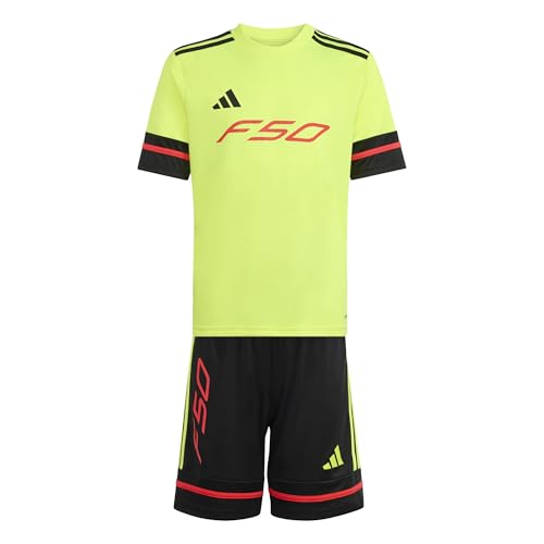 adidas Unisex Kids F50 Jersey Short Sleeve Kids, Team Solar Yellow 2/Black/Lucid red, 11-12 Years