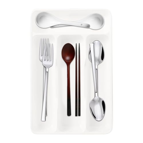Genérico Organizador De Cubiertos - Organizador De Cubertería,Portacubiertos Compacto Con 4 Compartimentos Para Tenedores Cocina Hogar Casa Apartamento Residencia Estudiantes