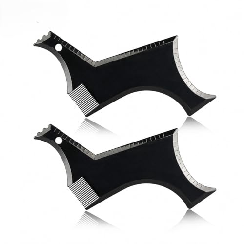 Image of Fully Beard Shaper Tool for Men Beard Comb for Men and Boys Beard Symmetry Tool for Perfect Lines, Neckline and Jawline Set of 2pcs