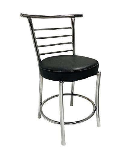 Image of SOMRAJ Chair Comfortable Multi Purpose Home Dining Restaurant Chair with a Leather Cushion Steel (Model) Heavy Duty (1, Black Ring, Standard)