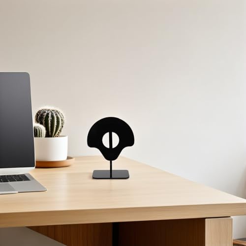 Soporte para auriculares de acrílico negro con base estable para un escritorio elegante 5