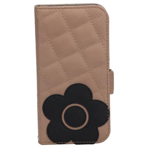 MARY QUANT マリークワント iPhone 15 14 13 用 スマホケース 手帳型 DAISY PATCH QUILT BOOK TYPE CASE レディース ベージュ