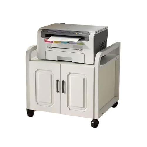 Soporte para impresora de escritorio con estante de almacenamiento para ahorro de espacio para oficina en casa, oculta copiadora y escáner, solución ideal debajo del escritorio para espacios de