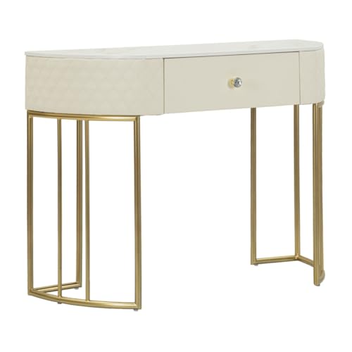 Paris Prix Console Design Effet Marbre Sharon 100cm Blanc & Or