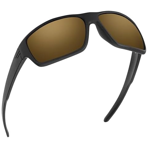 TOROE Performance Eyewear FIELD All Black Sports Polarized Sunglasses w/Hydrophobic Coating Polycarbonate AR Lenses (Matte Black | Black Emblem, Bronze Mirror (C3)) Cover