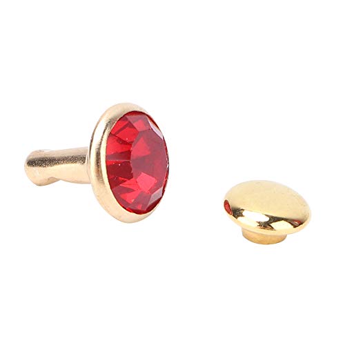 8Mm Crystal Rivets, Crystal Rivet 50Pcs 8MM Crystal Rhinestone Decorative Rivets Spikes DIY Leather Rivet DIY Leather Shoes Clothing Studs (8mm Tall Tube Drill Gold Edge Big red