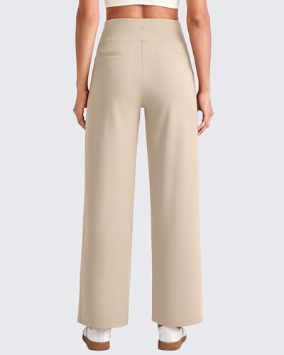 Image of G4Free EverGoing Wide Leg Ankle Pants for Petite Women with Pockets Stretch | Moisture Wicking, 4-Way Stretch, 7 /8 Ankle Length, Faux Fly Detail, Faux Back Pockets, Yoga To Casual Wear