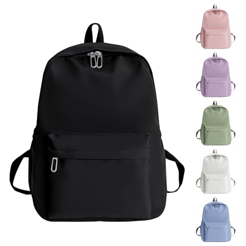 Risipu School Backpack for Girls Women Causal School Bags Teenage Boys Lightweight Travel Backpack Men Rucksack Water Resistant Bookbag for College (Black)