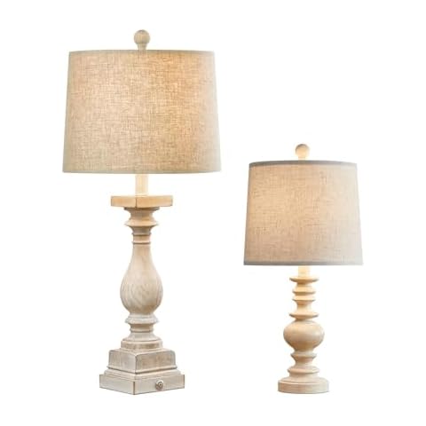 BOBOMOMO Tradition 20.5" Table Lamp Set of 2 & 27" Farmhouse 3-Way Dimmable Touch Control Table Lamp Set of 2 Cover