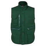 Gilet rembourré super chaud et coupe-vent pour homme – avec fermeture éclair sur toute la longueur, un panneau arrière étendu, des emmanchures élastiques profondes avec protections contre les intempéries, une poche extérieure mobile sur la poitrine et deux poches inférieures sécurisées avec des fermetures Velcro