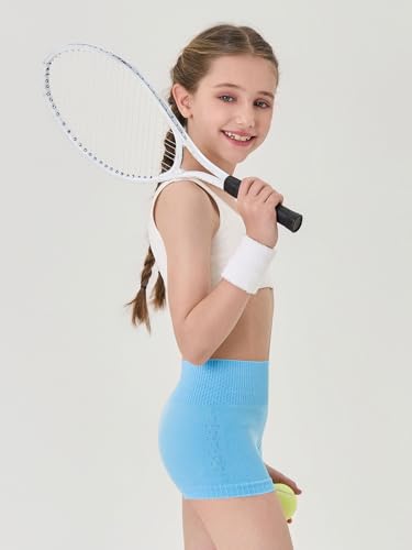 Haloumoning Girls High Waist Side Pinhole Athletic Shorts Kids Gymnastic Stretchy Yoga Volleyball Shorts 7-14 Years3