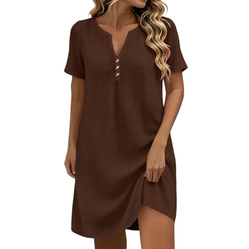 Robe midi élégante unie coupe évasée fluide et manches courtes légères