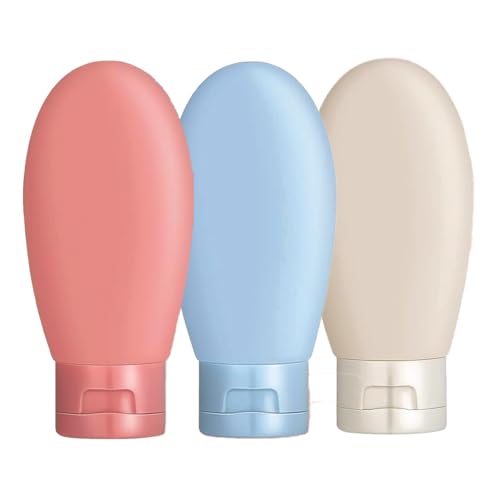 Temperia (3pcs Squeeze Bottles for Toiletries - Travel Essentials Accessories Toiletry Kit for Women & Men - Silicon Travelling Empty Small Containers Organizer for Lotion, Shampoo, Oil - Mix colour